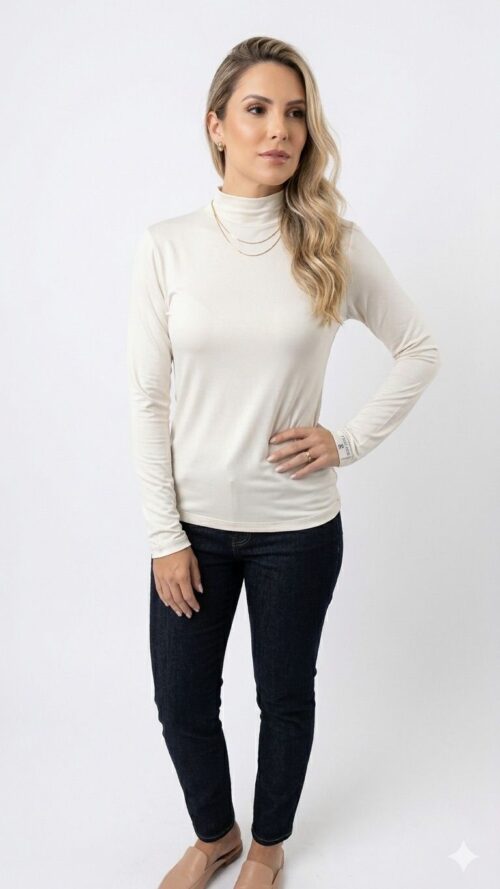 Blusa Manga Longa Gola Alta