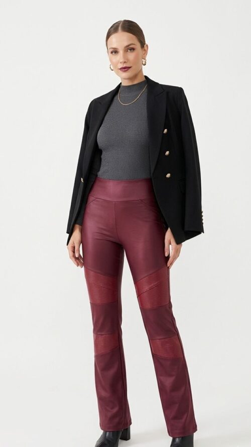 Calça Feminina Malha Bordô