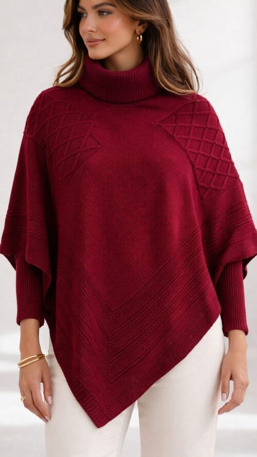 Blusão Poncho De Tricô Tamanho: Único