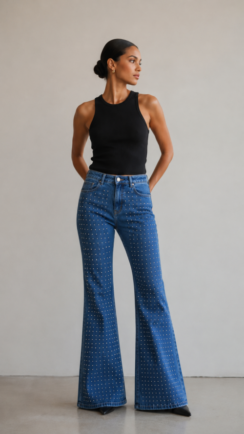 Calça Jeans Sawary Boot Cut Cristais R270768
