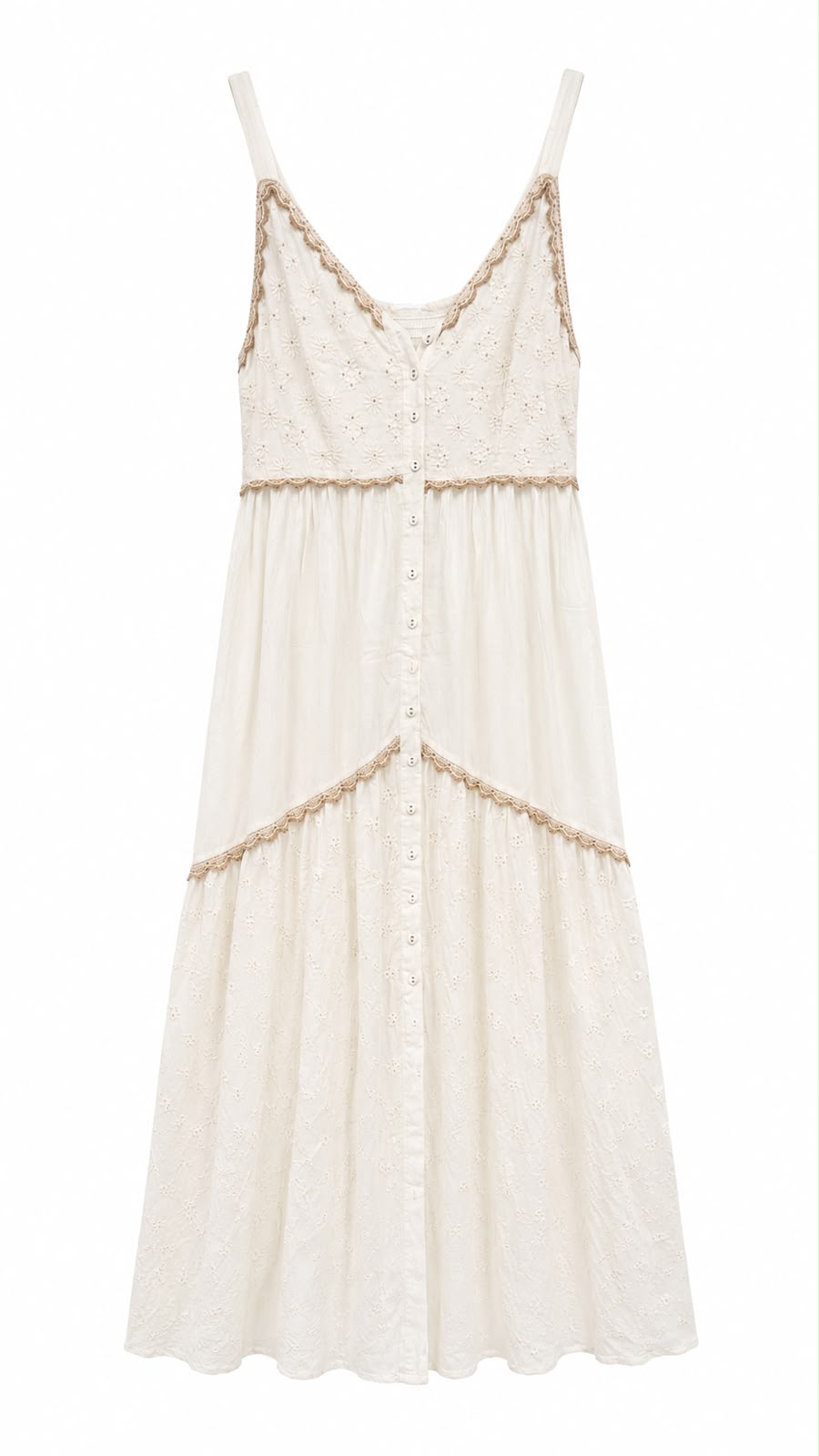 Vestido Offwhite Longo Bordado Laise Alças - Imagem 3