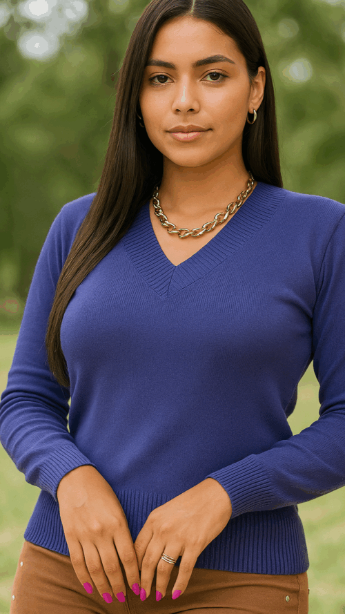 Blusa Tricot Modal Gola V Lisa