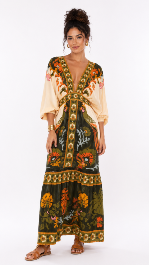 Vestido Longo Estampado Helena Farm R:323132