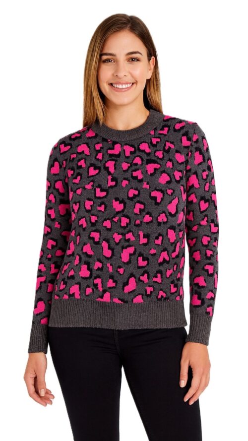 Blusa Tricot Modal Onça com Gola Redonda