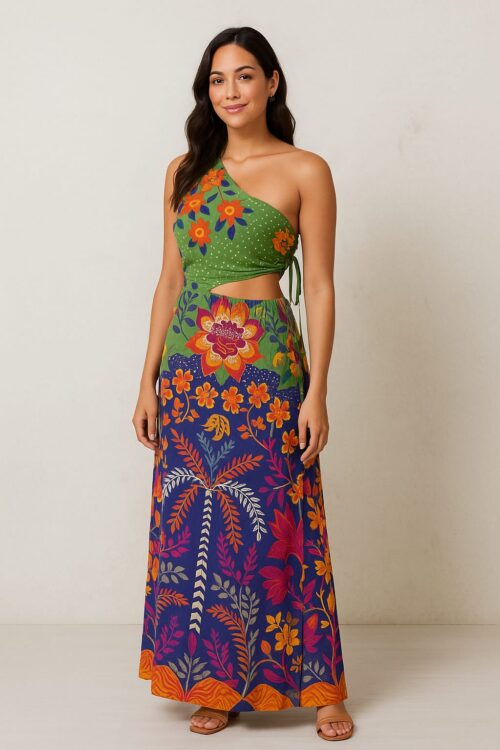 Vestido Longo Ombro So Estampado Cacay R:102062