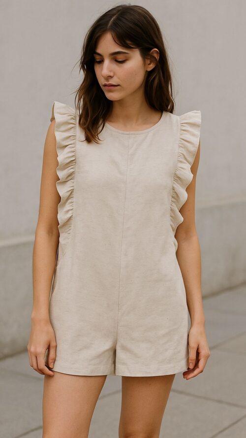 Macaquinho Manga Babados Liso Cacay R:103062