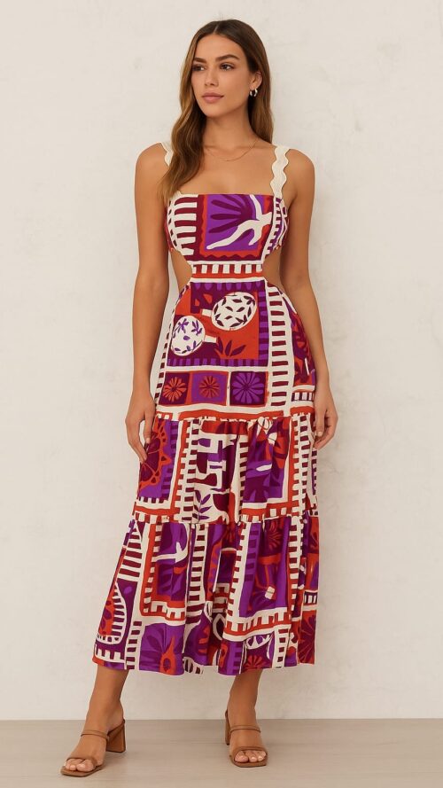 Vestido Midi Vazado Com Amarração Cacay R:103037