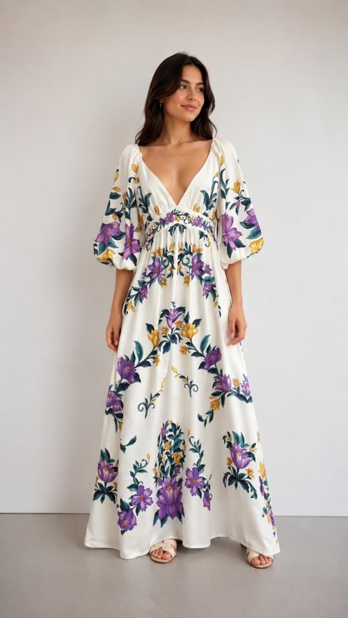 Vestido Cropped Manga Floral Sicilia Farm R:338950