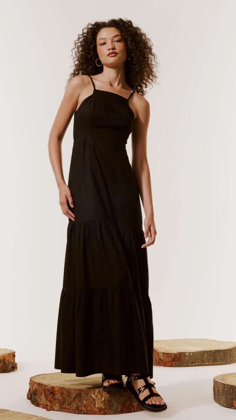 Vestido Longo liso Maria Cacay R:101612