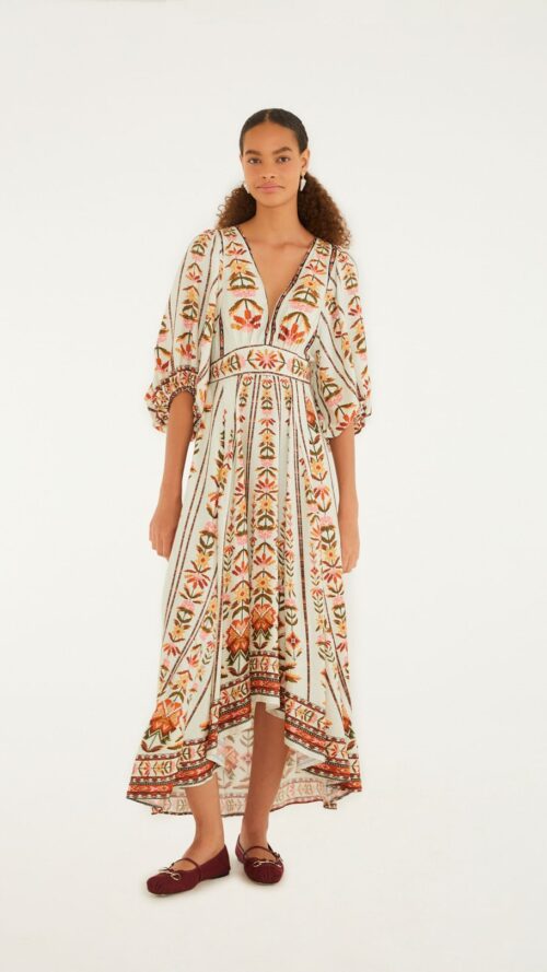 Vestido Longo Estampado Tapete De Cor Farm R: 343936