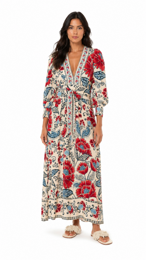 Vestido Longo Manga Francisca Farm R:342038