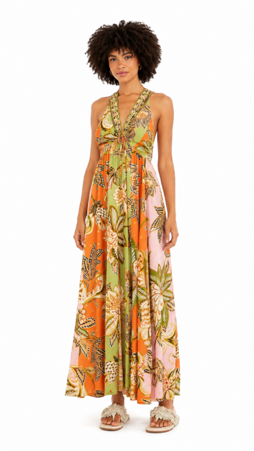 Vestido Longo Estampado Delhi Floral Farm R:347163