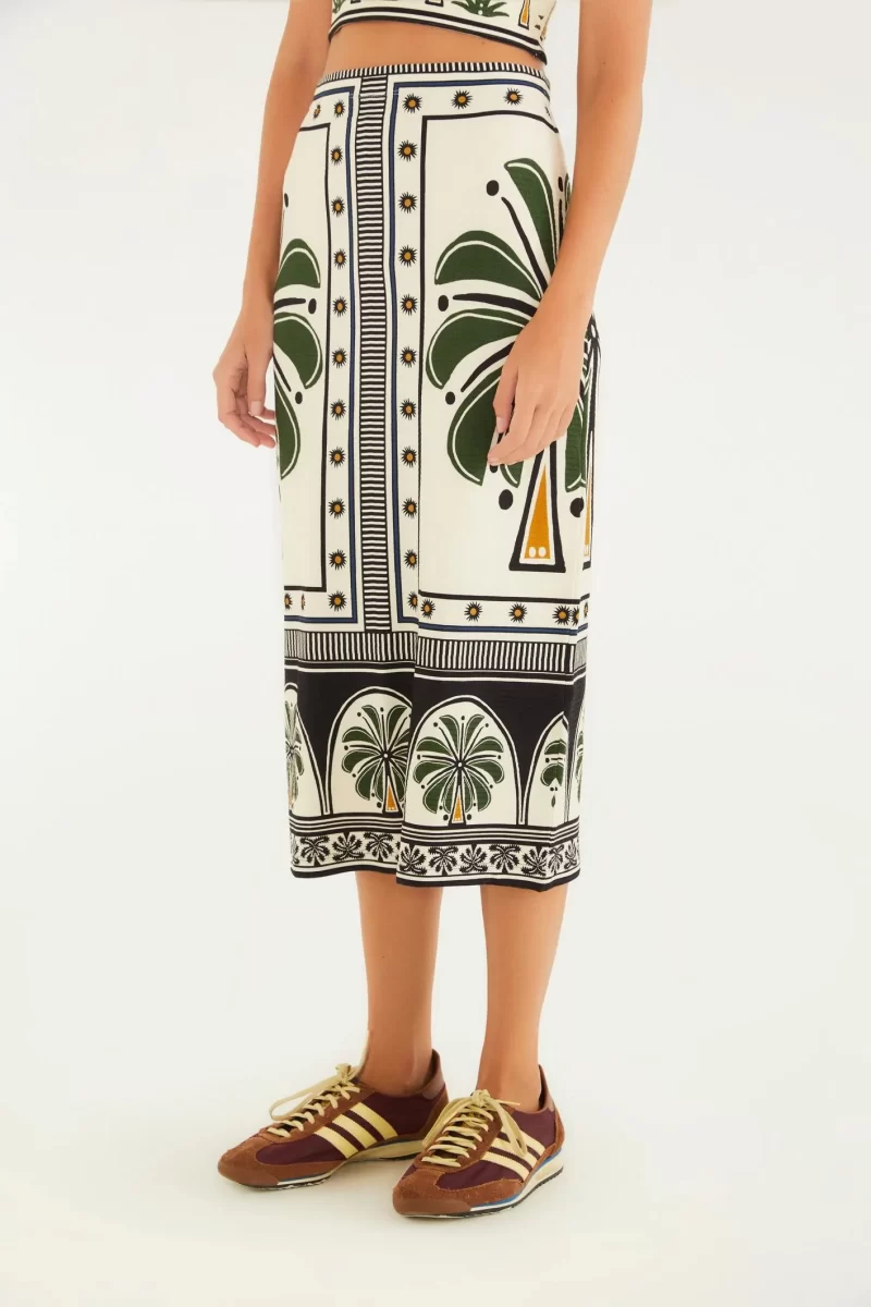 Saia Midi Reta Jardim Tropical Farm R:343137 - Imagem 3