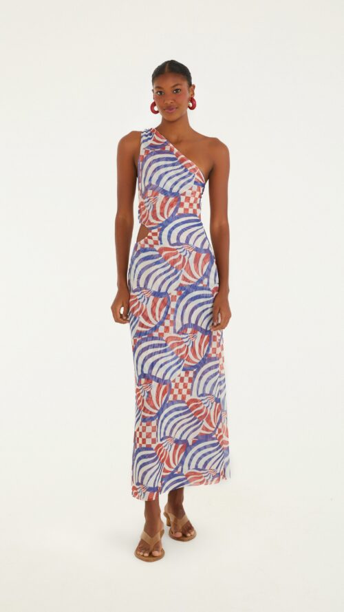 Vestido Tule Estampado Concha Gráfica Farm R:347041