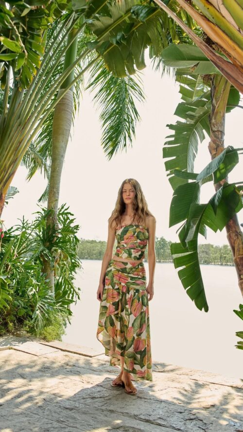 Saia Longa Estampada Antúrio Corrido Farm R:  346383