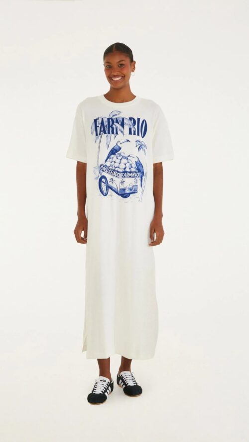 Vestido Midi Coco Gelado Azul Farm R:348425