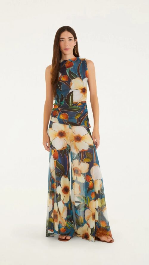 Calça Recorte Tule Jardim Litoral Farm R:346538