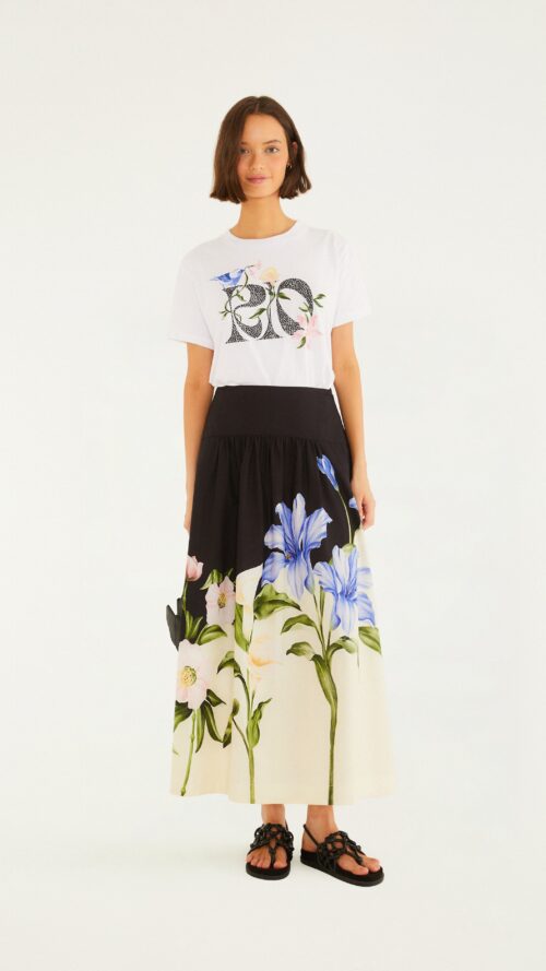 Saia Ampla Estampada Céu De Flor Farm R:356652