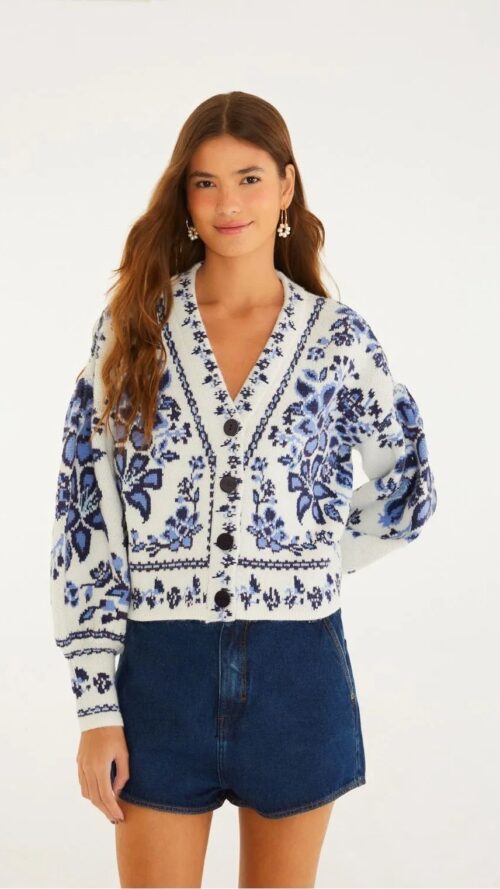 Cardigan Tricot Porcelana Farm R:355996