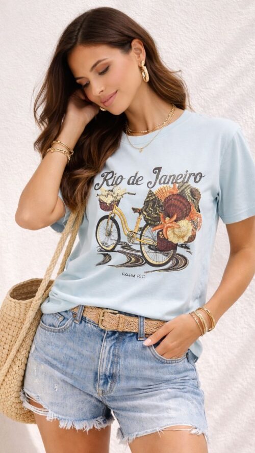 T-shirt Fit Bicicleta Conchas Farm R:358713