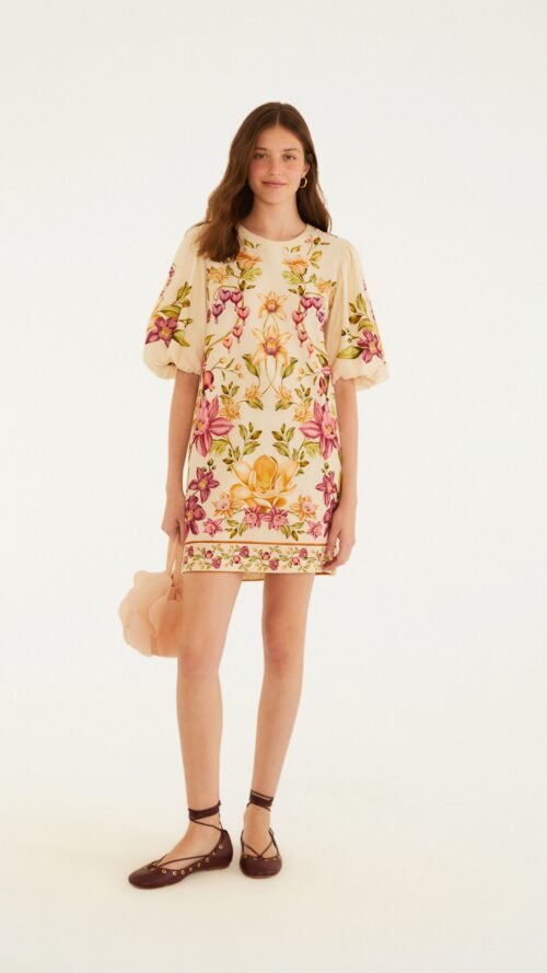 Vestido Tshirt Manga Bufante Flor De Roma R:361696