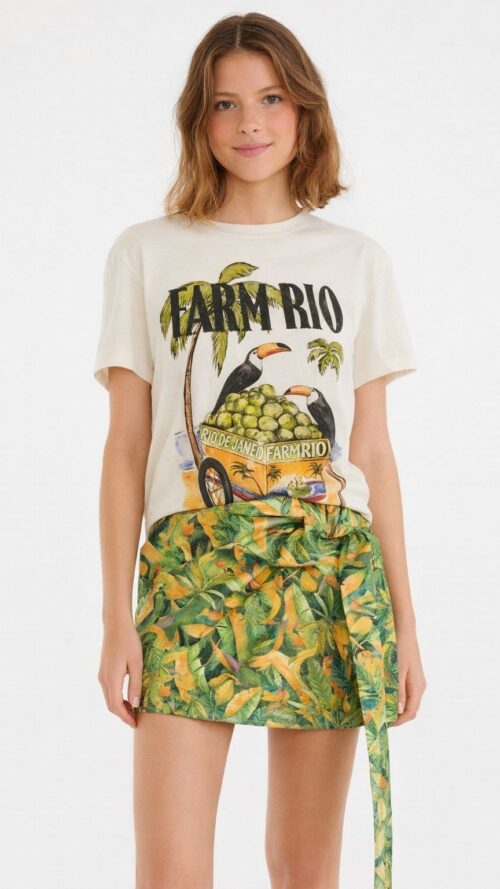 Saia Estampada Floresta De Passarinho Farm R:346253