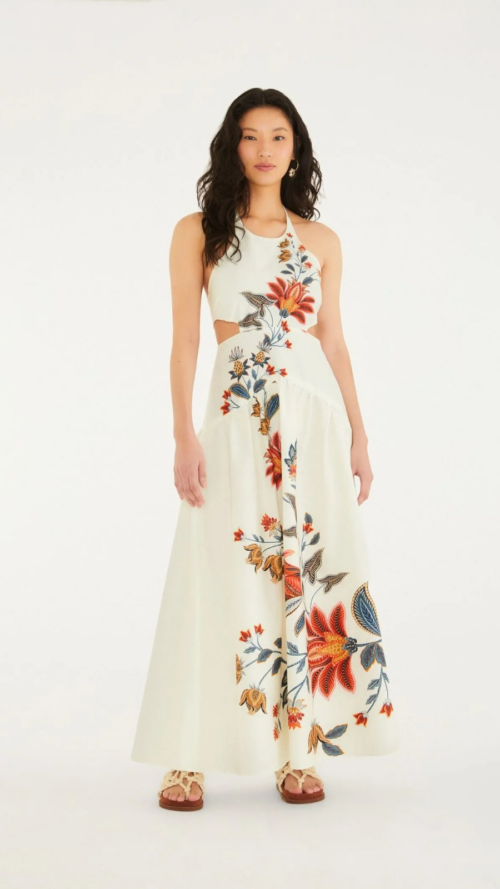 Vestido Longo Frente Única Estampado Bohoflor Farm R:357569