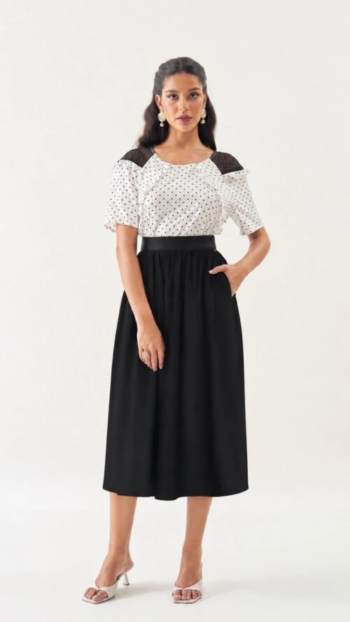 Saia Midi Clarice Preto -Antix Ref 070257