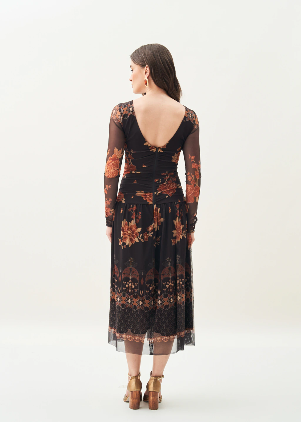 Vestido Super Midi Buquê Dourado Antix R: 083003 - Imagem 4